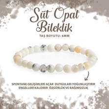 Deniz Doğal Taş Sertifikalı Süt Opal 6mm Doğal Taş Bileklik