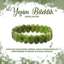Deniz Doğal Taş Sertifikalı Yeşim Doğal Taş Geniş Kesim Bileklik