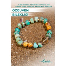 Deniz Doğal Taş Sertifikalı Doğal Taşlı Özgüven Bilekliği, Sitrin, Amazonit, Fosil Mercan