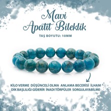 Deniz Doğal Taş Sertifikalı Mavi Apatit 10MM Doğal Taş Bileklik