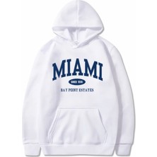 Amor Man Büyük Beden Özel Tasarım Kapüşonlu Miami Baskılı 3 Iplik Şardonlu %100 Pamuk Erkek Sweatshırt