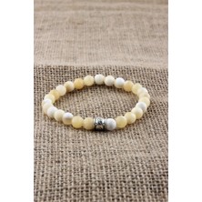 Deniz Doğal Taş Sertifikalı Kalsit  Orjinal ( Taşlar) Doğaltaş Bileklik 8 mm