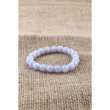 Deniz Doğal Taş Sertifikalı Kalsedon  Orjinal ( Taşlar) Doğaltaş Bileklik 8 mm