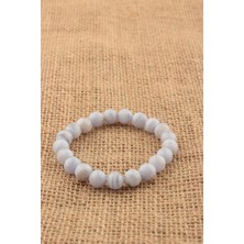 Sertifikalı Mavi Akik  Orjinal ( Taşlar) Doğaltaş Bileklik 8 mm