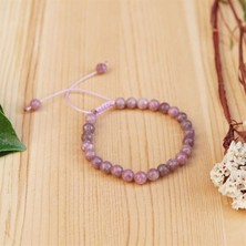 Deniz Doğal Taş Sertifikalı Lepidolit  Orjinal ( Taşlar) Doğaltaş Bileklik  - 6mm