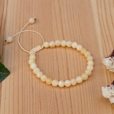 Deniz Doğal Taş Sertifikalı Sari Kalsit  Orjinal ( Taşlar) Doğaltaş Bileklik  - 4mm