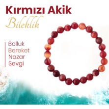 Deniz Doğal Taş Sertifikalı Kırmızı Akik  Orjinal ( Taşlar) Doğaltaş Bileklik 8 Mm, B976