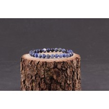 Sertifikalı Sodalit  Orjinal ( Taşlar) Doğaltaş Bileklik 6 mm - B849