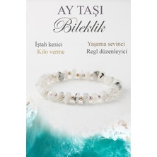 Deniz Doğal Taş Sertifikalı Ay Taşı - Hematit Doğaltaş Bileklik, Naturel Doğal Taş  Bileklik B1038 (20CM)