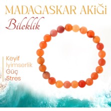 Sertifikalı Madagaskar Akik  Orjinal ( Taşlar) Doğaltaş Bileklik 8 Mm, B988