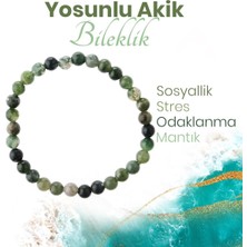 Sertifikalı Yosunlu Akik  Orjinal ( Taşlar) Doğaltaş Bileklik 6 Mm, B1017