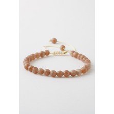 Deniz Doğal Taş Sertifikalı Güneş Taşı Doğaltaş Bileklik, Fasetli Doğal Taş Asansör Bileklik B1067 (8mm)