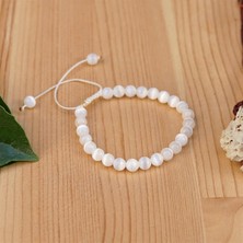 Deniz Doğal Taş Sertifikalı Selenit  Orjinal ( Taşlar) Doğaltaş Bileklik  - 6mm