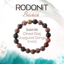 Deniz Doğal Taş Sertifikalı Rodonit  Orjinal ( Taşlar) Doğaltaş Bileklik 10 Mm, B1001