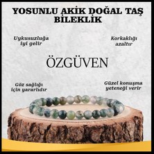 Deniz Doğal Taş Sertifikalı Yosunlu Akik  Orjinal ( Taşlar) Doğaltaş Bileklik 6 mm - B855