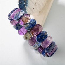 Deniz Doğal Taş Sertifikalı Üçüncü Göz Çakrası Doğal Taş Geniş Kesim Bileklik