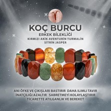 Deniz Doğal Taş Sertifikalı Koç Burcu Doğal Taş Geniş Kesim Erkek Bileklik