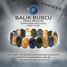 Deniz Doğal Taş Sertifikalı Balık Burcu Doğal Taş Geniş Kesim Erkek Bileklik