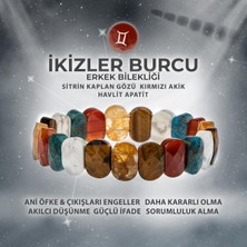 Deniz Doğal Taş Sertifikalı Ikizler Burcu Doğal Taş Geniş Kesim Erkek Bileklik