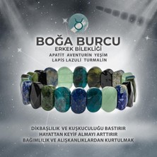 Deniz Doğal Taş Sertifikalı Boğa Burcu Doğal Taş Geniş Kesim Erkek Bileklik