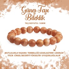 Deniz Doğal Taş Sertifikalı Güneş Taşı 10MM Doğal Taş Bileklik