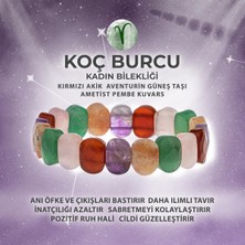 Deniz Doğal Taş Sertifikalı Koç Burcu Doğal Taş Geniş Kesim Kadın Bileklik