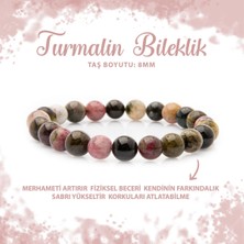 Deniz Doğal Taş Sertifikalı Renkli Turmalin 8mm Doğal Taş Bileklik