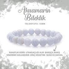 Sertifikalı Akuamarin 10MM Doğal Taş Bileklik