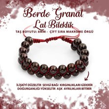 Deniz Doğal Taş Sertifikalı Bordo Granat Lal 8mm Çift Sıra Makrome Doğal Taş Bileklik