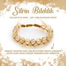 Sertifikalı Sitrin 8mm Çift Sıra Makrome Doğal Taş Bileklik
