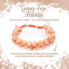 Sertifikalı Güneş Taşı 8mm Çift Sıra Makrome Doğal Taş Bileklik