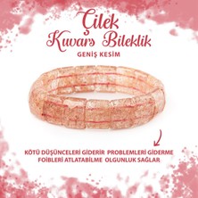 Deniz Doğal Taş Sertifikalı Çilek Kuvars Doğal Taş Balık Sırtı Geniş Kesim Bileklik