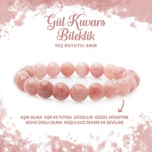 Deniz Doğal Taş Sertifikalı Pembe Kuvars 8mm Doğal Taş Bileklik