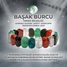 Deniz Doğal Taş Sertifikalı Başak Burcu Doğal Taş Geniş Kesim Erkek Bileklik