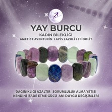 Sertifikalı Yay Burcu Doğal Taş Geniş Kesim Kadın Bileklik