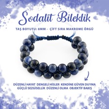 Sertifikalı Sodalit 8mm Çift Sıra Makrome Doğal Taş Bileklik