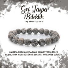 Deniz Doğal Taş Sertifikalı Gri Jasper 8mm Doğal Taş Bileklik
