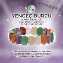 Deniz Doğal Taş Sertifikalı Yengeç Burcu Doğal Taş Geniş Kesim Kadın Bileklik