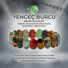 Deniz Doğal Taş Sertifikalı Yengeç Burcu Doğal Taş Geniş Kesim Erkek Bileklik