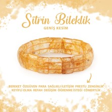 Deniz Doğal Taş Sertifikalı Sitrin Doğal Taş Balık Sırtı Geniş Kesim Bileklik