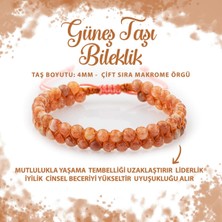 Deniz Doğal Taş Sertifikalı Güneş Taşı 4mm Çift Sıra Doğal Taş Bileklik