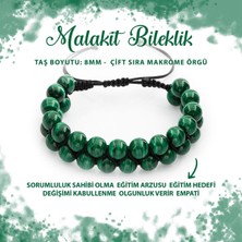Deniz Doğal Taş Sertifikalı Malakit 8mm Çift Sıra Makrome Doğal Taş Bileklik