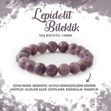Deniz Doğal Taş Sertifikalı Lepidolit 10MM Doğal Taş Bileklik