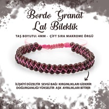 Sertifikalı Bordo Granat Lal 4mm Çift Sıra Doğal Taş Bileklik