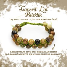 Deniz Doğal Taş Sertifikalı Tsavorit Lal 8mm Çift Sıra Makrome Doğal Taş Bileklik