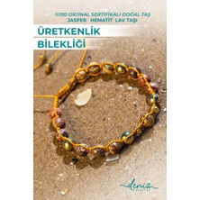 Deniz Doğal Taş Sertifikalı Doğal Taşlı Üretkenlik Bilekliği, Jasper, Lav Taşı, Hematit