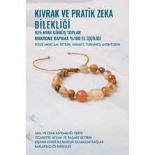 Deniz Doğal Taş Sertifikalı Kıvrak ve Pratik Zeka Bilekliği 925 Ayar Gümüş Toplar Makrome Kapama