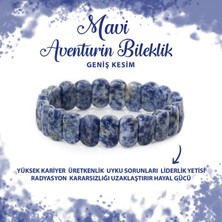 Deniz Doğal Taş Sertifikalı Mavi Aventurin Doğal Taş Geniş Kesim Bileklik
