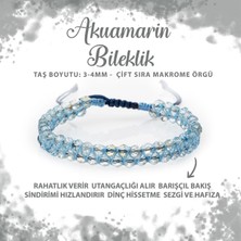 Deniz Doğal Taş Sertifikalı Akuamarin 3-4mm Çift Sıra Doğal Taş Bileklik