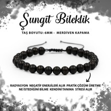 Deniz Doğal Taş Sertifikalı Şungit 6mm Merdiven Kapama Doğal Taş Bileklik